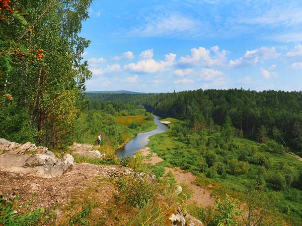Widok Górską Rzekę Klifu Rezerwa Rosja Jekaterynburg Obwód Swierdłowski — Zdjęcie stockowe