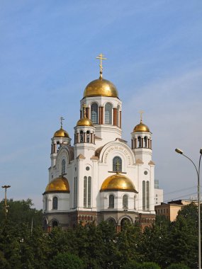 Kan Kilisesi. Şehir manzarası, kilise. Yekaterinburg, Sverdlovsk bölgesi, Rusya.