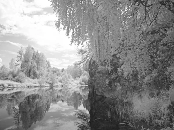 stock image Nature reserve.The nature of the mountain Urals. Mountain landscapes. Infra red photo. Another vision. Russia, Ural, Sverdlovsk region