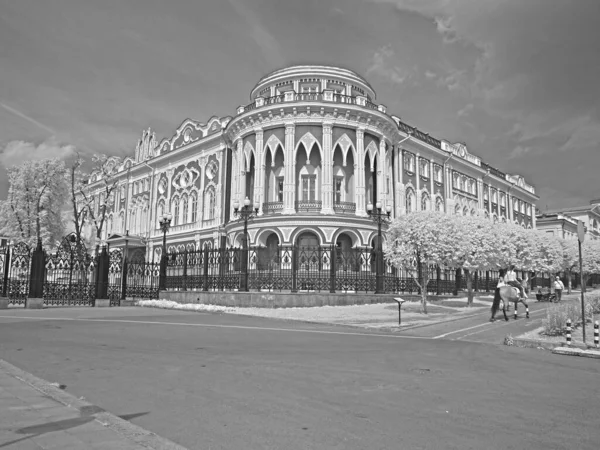 Будинок Севастьянова Будівля Міського Ландшафту Червона Фотографія Інфри Одне Видіння — стокове фото