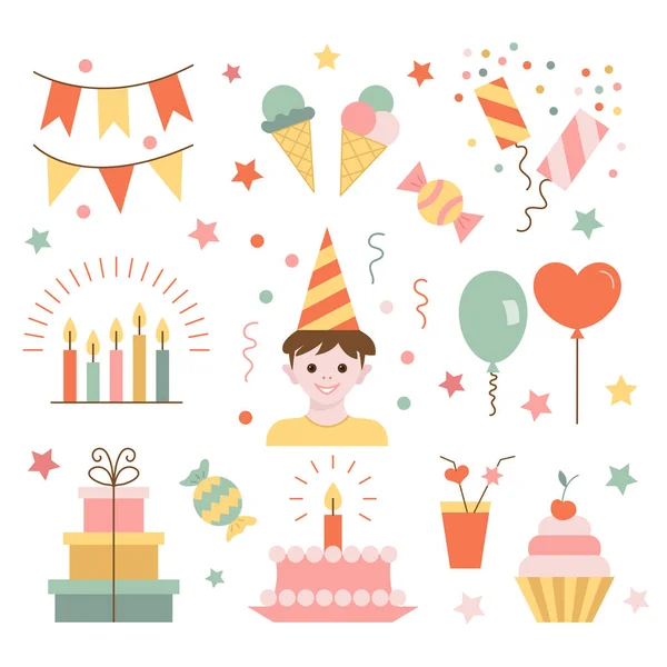 Elementos cumpleaños . — Vector de stock