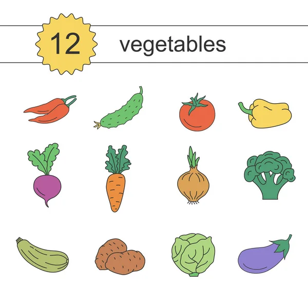 Ikonen des Gemüses. — Stockvektor