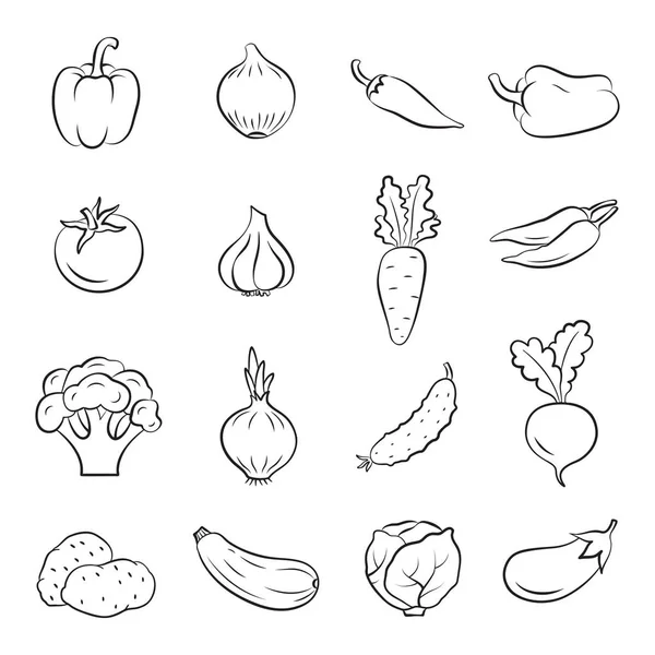 Значки овочів . — стоковий вектор