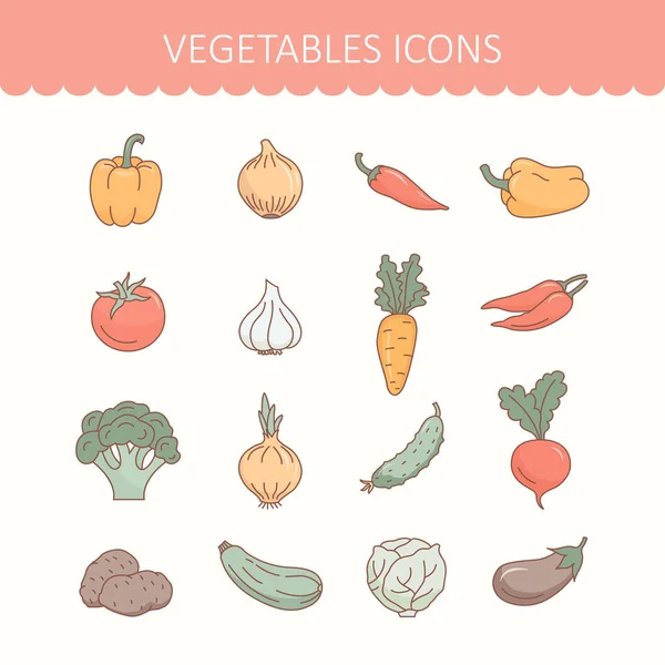 Значки овочів . — стоковий вектор