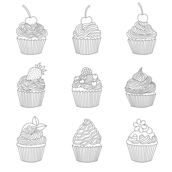 Elements of a cupcake. — Stock vektor