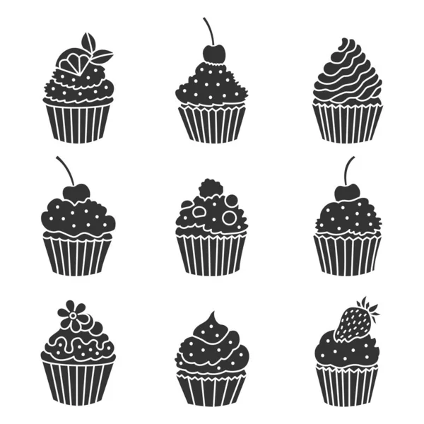Ikony cupcake. — Stockový vektor