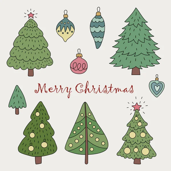 Elementos de árvores de Natal e decorações de Natal . — Vetor de Stock