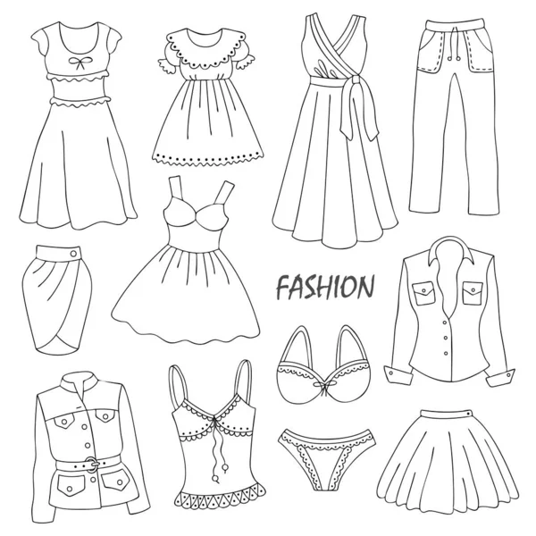 Set of women's clothing. — Stock Vector