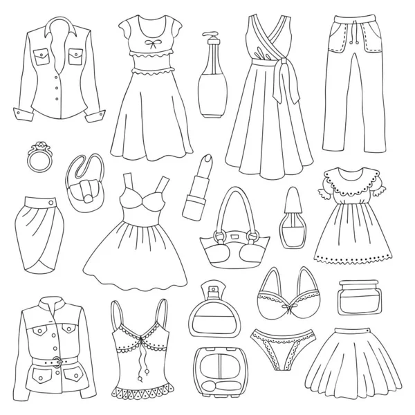 Set of women's clothing. — Stock Vector