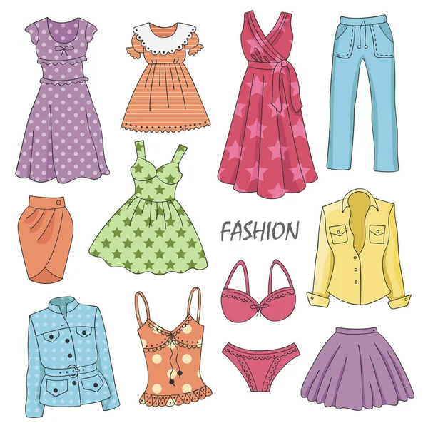 Conjunto de roupas femininas . — Vetor de Stock