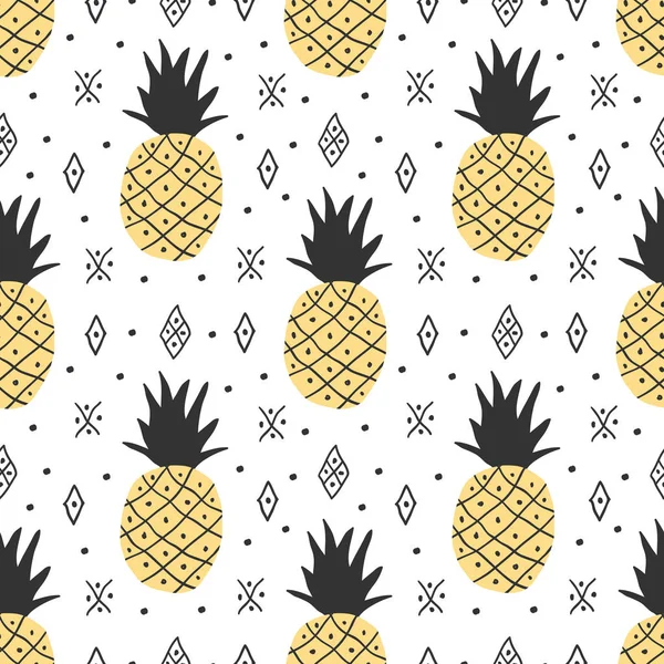 Modello senza cuciture di ananas . — Vettoriale Stock