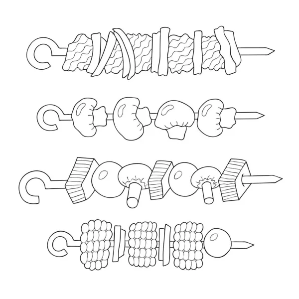 Elemente de kebabs shish . — Vector de stoc