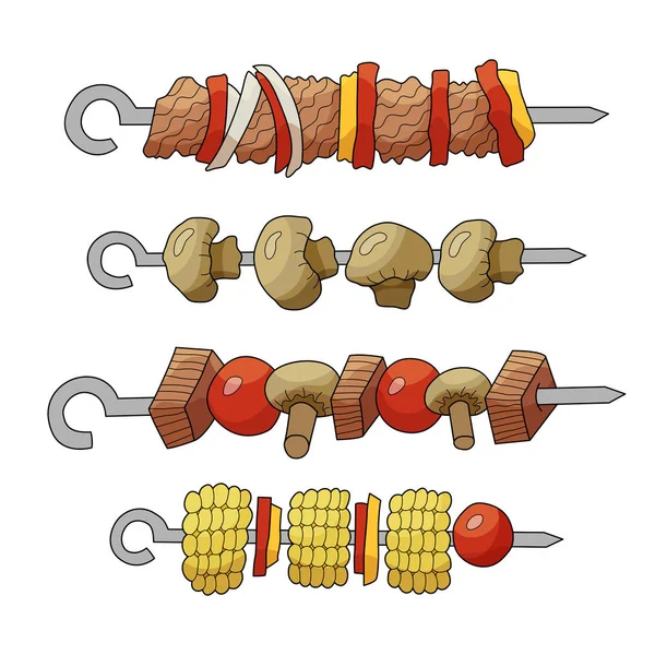 Elementos de shish kebabs . — Archivo Imágenes Vectoriales