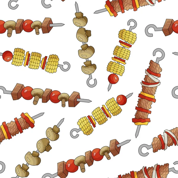 Padrão sem costura de kebabs shish . — Vetor de Stock