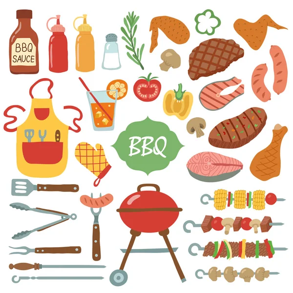 A set of barbecue items. — Stock vektor