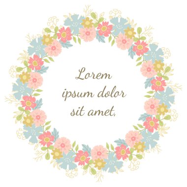 Dekoratif çiçeklerden bir çelenk.