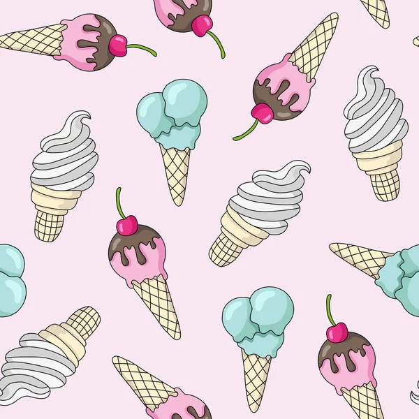 Seamless pattern of ice cream. — Stock Vector