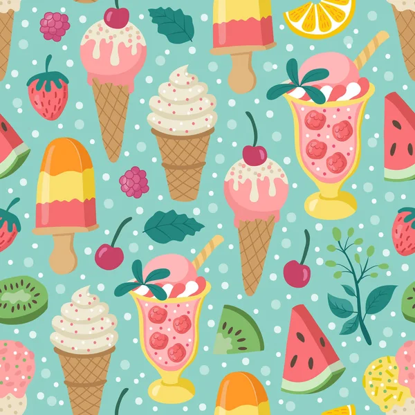 Seamless pattern of ice cream. — Stock Vector