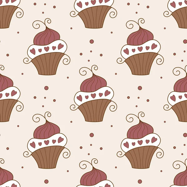 Cupcake seamless pattern — Stock Vector