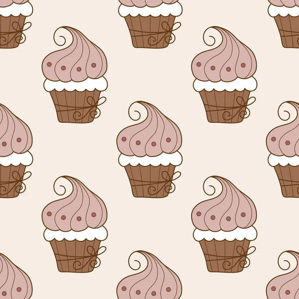 Cupcake seamless pattern — Stock Vector