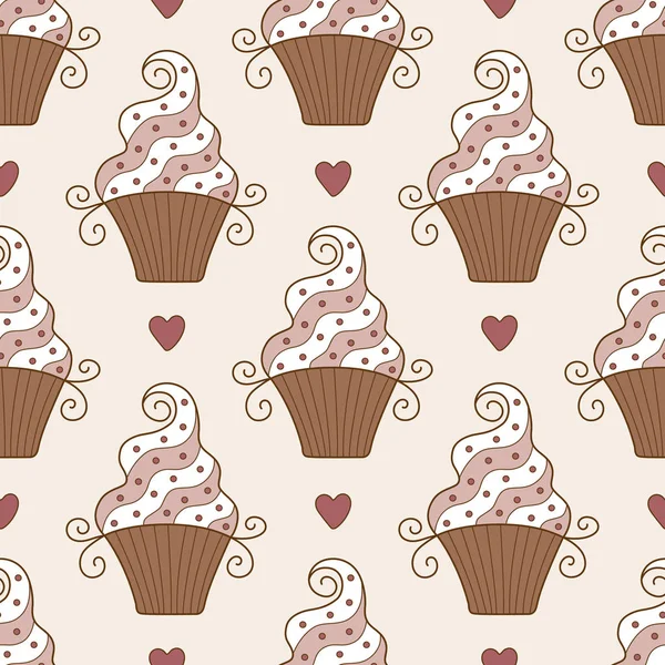Cupcake seamless pattern — Stock Vector