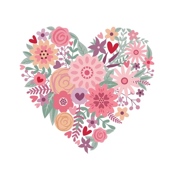 Heart of flowers. — Stock Vector