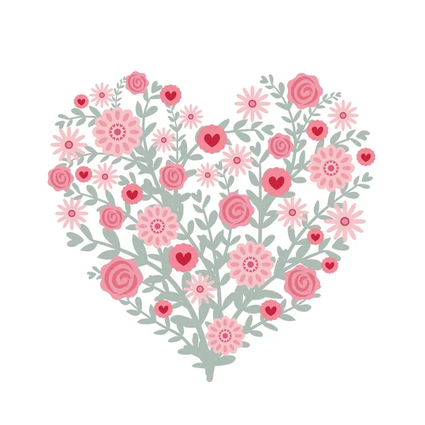 Herz aus Blumen. — Stockvektor