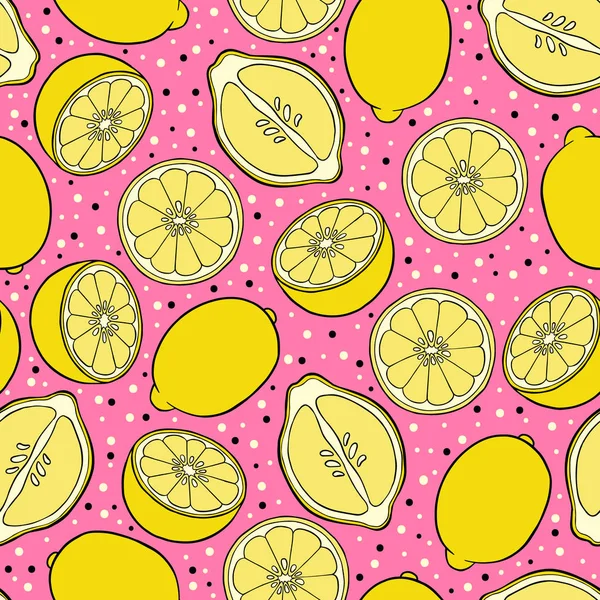 Nahtloses Muster von Zitronenscheiben. — Stockvektor