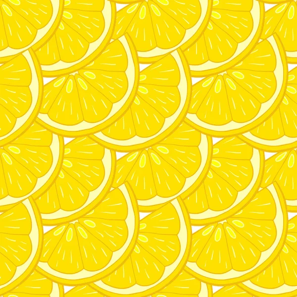 레몬을 얇게 썰어 놓은 솔기없는 무늬. — 스톡 벡터