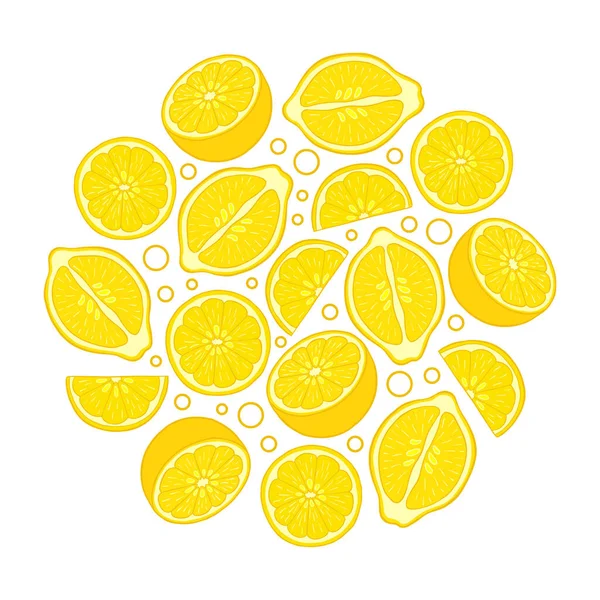 Círculo de fatias de limão . — Vetor de Stock