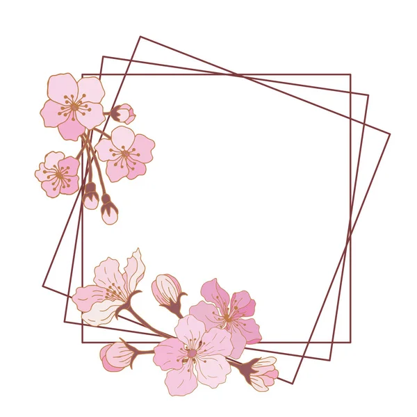 Cadre géométrique de fleurs de pomme . — Image vectorielle