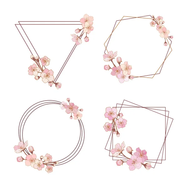 Elma çiçekli geometrik çerçeveler.