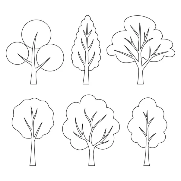 Esquema de los iconos del árbol . — Vector de stock