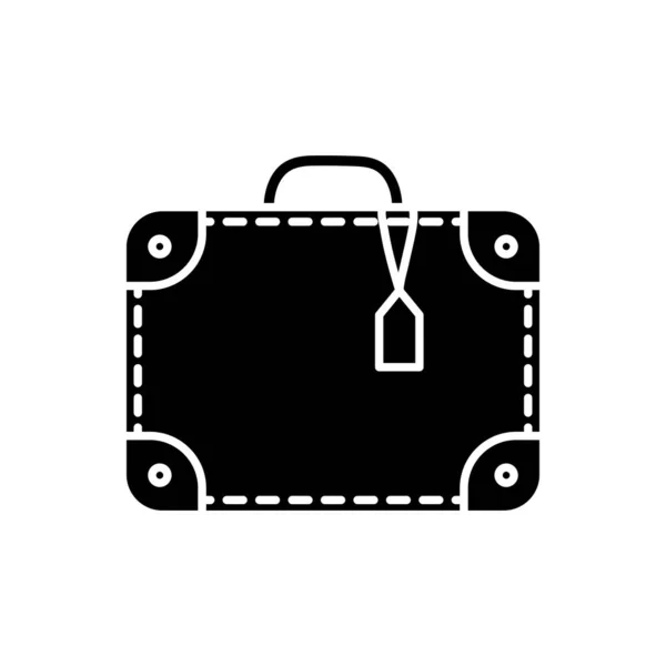 Icono de maleta en blanco y negro . — Vector de stock