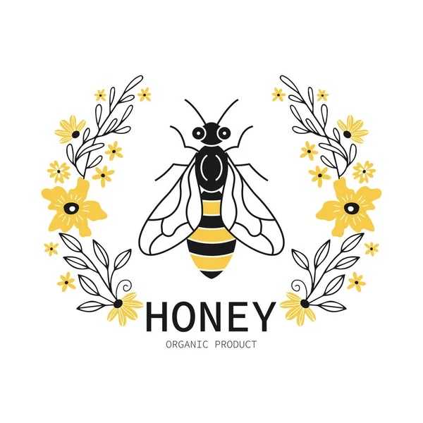 Conception d'étiquette de miel . — Image vectorielle