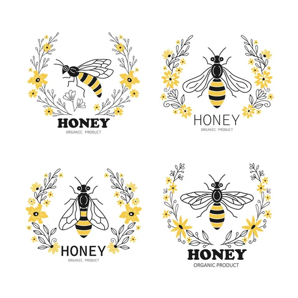 Honung etikettdesign. — Stock vektor