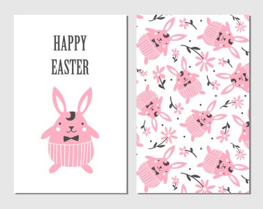 Paskalya kartı ile bir tavşan.