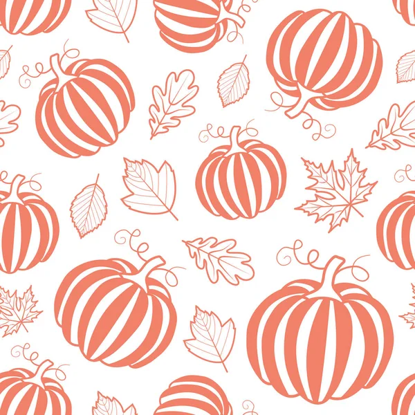 Nahtloses Herbstmuster Grafische Kürbisse Und Blätter Thanksgiving Und Halloween Hintergrund — Stockvektor