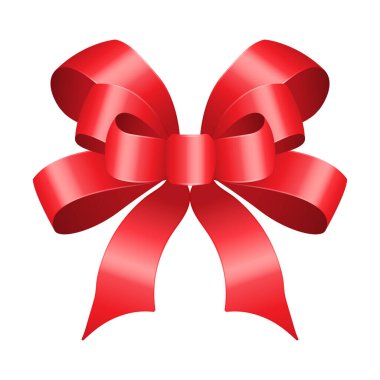 Beyaz arkaplanda parlak kırmızı saten kurdele.