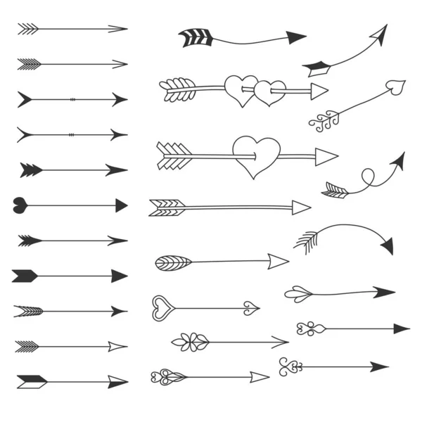 Ok at. Bir kalp. Bir takım elementler. Çizim.