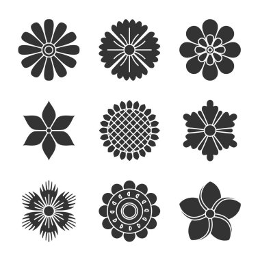 Soyut çiçek elementleri. Düz bir biçimle sunuldu.