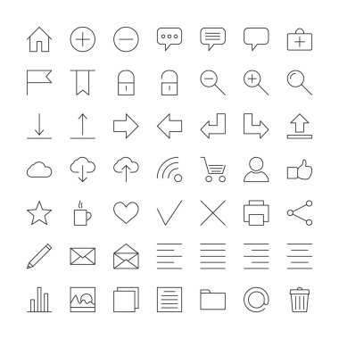 Web sitesi ve telefonunuz için doğrusal simgeler kümesi.