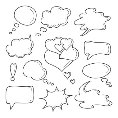 Vektör konuşma balonu simgeleri. Web, broşür, sunum veya bilgi grafikleri için yerleşim ögesi.