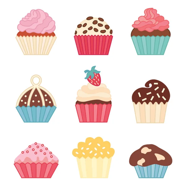 Icons cupcake, flat style. Vector illustration.