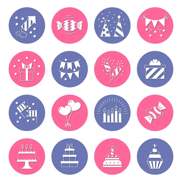 İkon doğum günü. Düz stil. Vektör illüstrasyonu.