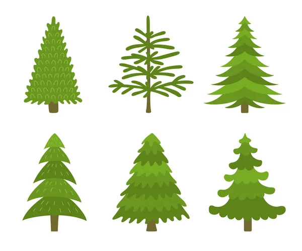 Ícones Árvore Natal Estilo Plano Ilustração Vetorial — Vetor de Stock
