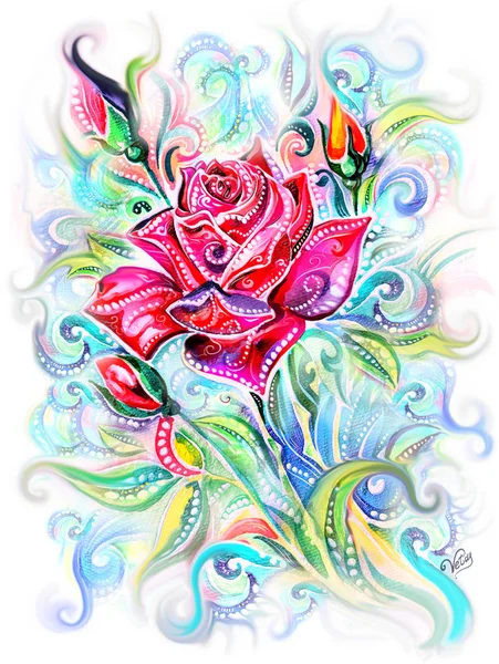 Floristic, roses, flowers, pattern, textile, fashion clothes, summer, spring, butterflies, pink roses, bouquet of flowers, painting, illustration, print for girls, March 8, fabric factory, luxury background, chic print, flowers background — Stock Image Floristic Roses Flowers Pattern Textile Fashion Clothes Summer Spring Butterflies Royalty Free Stock Images
