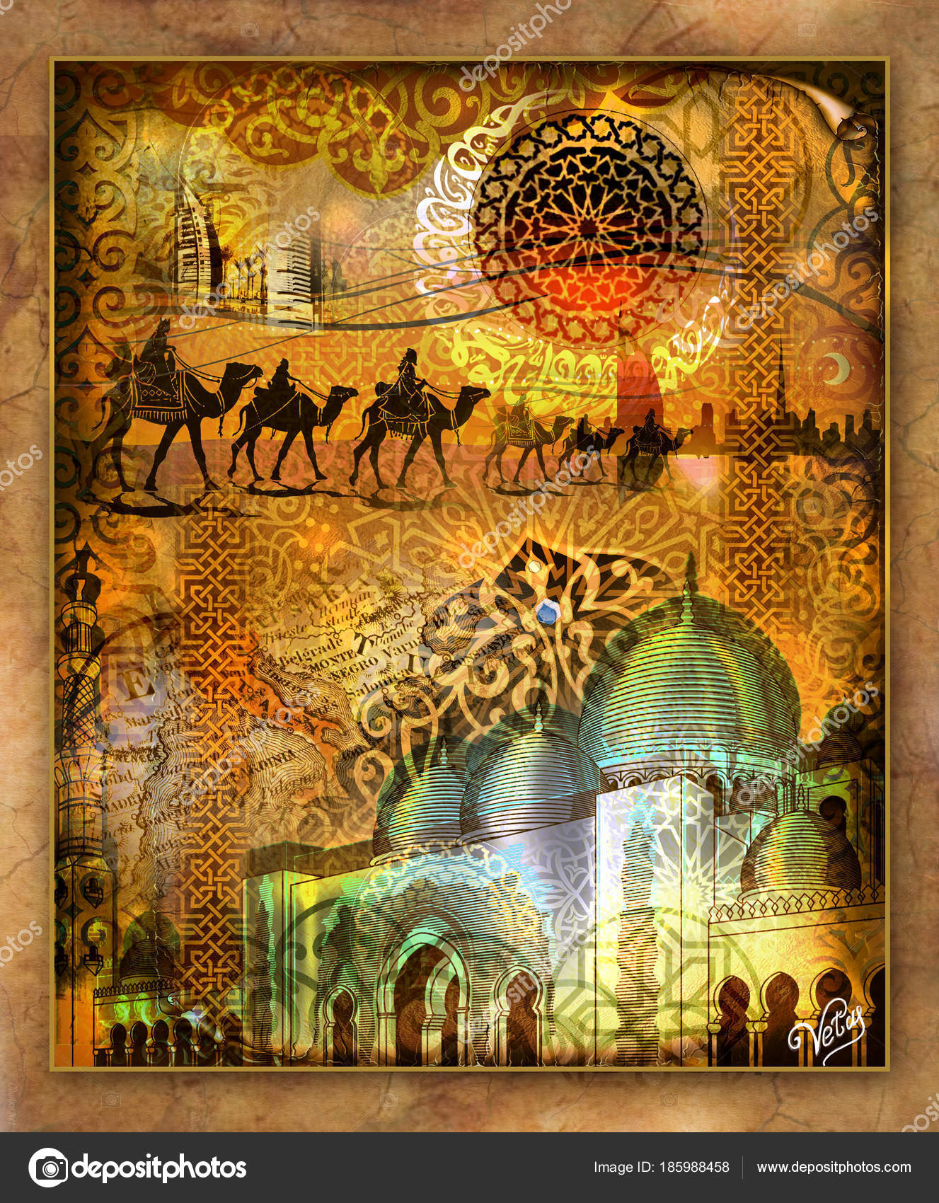 Arabique Peinture Mosquée Dubai Impression Pour Les Arabes Orient