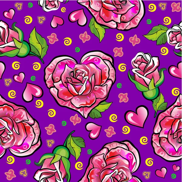Herz Blumenherz Geschenk Liebe Geliebte Person Nahtlose Textur Blumen Rosen — Stockvektor