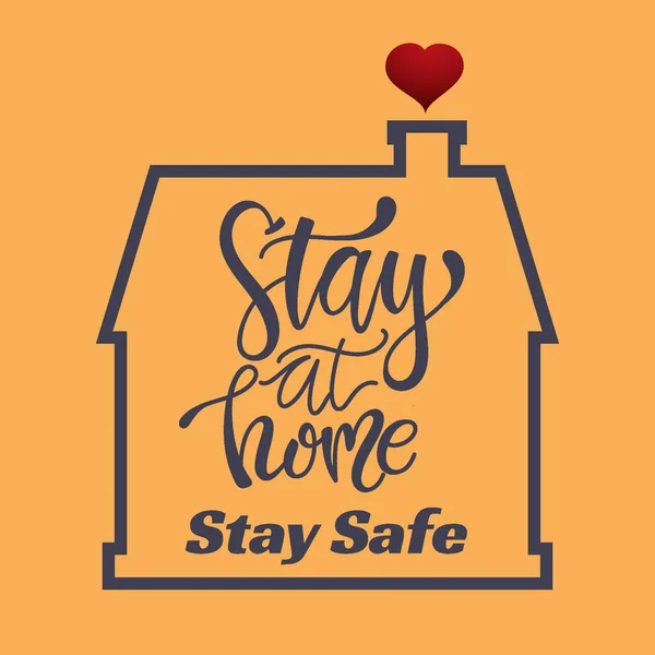 Μείνετε Στο Σπίτι Μείνετε Ασφαλείς Σπίτι Και Αγάπη Διανυσματικά Γραφικά